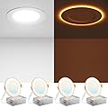 Amico 4 Pack 4 Inch 5CCT LED Recessed Ceiling Light with Night Light, 2700K/3000K/3500K/4000K/5000K Selectable Ultra-Thin Recessed Lighting, 10W=90W, 700LM, Dimmable Canless Wafer Downlight ETL&FCC