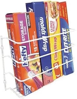 REGAR Kitchen Wrap Organizer Rack, Magnetic or Wall Mount Foil and Plastic Wrap Holder for Refrigerator, Cabinet, Pantry or Wall, Metal Storage Basket for Aluminum Foil, Wax Paper, Bags and Food Wrap