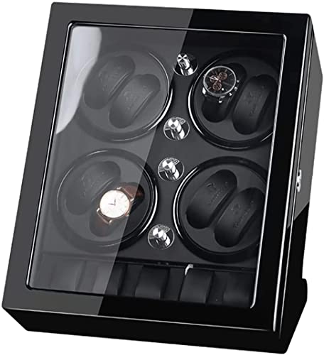 MKAK Reloj Binder Automático, Piano Acabado de Madera con Almohadas de Reloj de Alto Brillo Ajustable. Cajas giratorias
