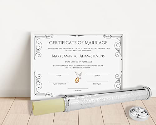 Certificate Holder , Marriage Certificate Tube Silver-Plated Zinc Alloy Certificate Holder Marriage Certificates Holder Certificate Storage Tube Certificate Collection Tube Certificate Tube Rks-Pch003 #TOP1