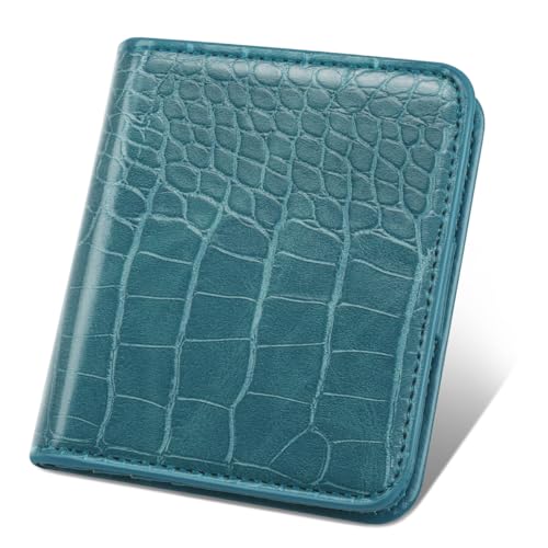 Image of Crocodile Wallets Women Small RFID Blocking Credit Card Holder | Luxury Alligator Faux Leather Thin Bifold Croc Womens Wallet Ladies Mini Purse with Coin Pocket, Blue