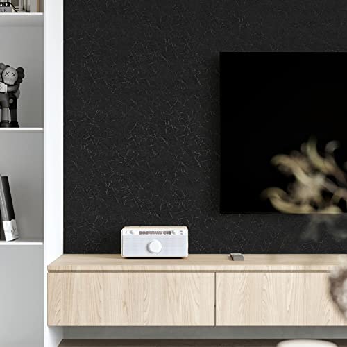 Black Wallpaper Peel And Stick Wallpaper Black Silk Wallpaper For Bedroom Solid Black Contact Paper For Cabinets Self Adhesive Removable Wallpaper Embossed Textured Wallpaper Waterproof 15.7“×118” #TOP1