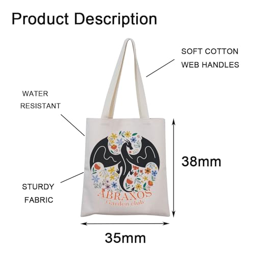 Throne of Glass Inspired Abraxos Flower Gift Abraxos Garden Club Tote Bag Fantasy Dragon Gift for Bookish Book Lover (GardenClub Tote) - Image 2