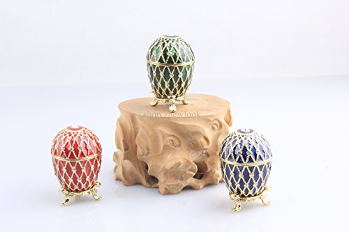 Znewlook Shiny Crystal Studded Egg Shaped Trinket Box Ring Gift Box Necklace Jewelry Box In Egg Shape (Blue) #TOP1