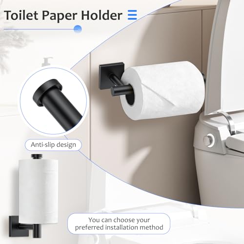 DUMDER 5 Pieces Bathroom Hardware Set Matte Black Towel Bar Set Stainless Steel Wall-Mounted Bathroom Accessories Set 23.6 Inch by DUMDER - Image 4