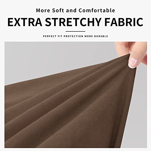 Image of Easy-Going Waterproof 3-Piece Oversized Loveseat Couch Covers for Sofa | 3-Piece Set Spandex Sofa Cover Slipcover Elastic Bottom Dog Pet Friendly Brown