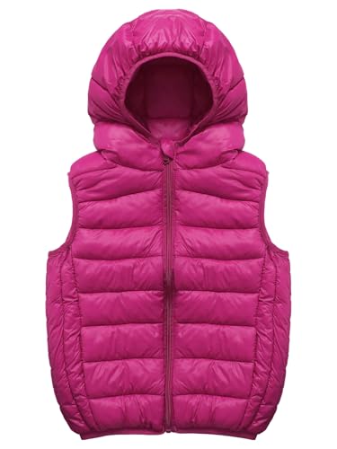 Kids Girls Puffer Padded Hoodie Vest Sleeveless Jacket Zipper Windproof Coat with Pockets for Casual Outerwear3