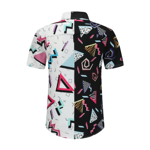 DOOPCCOR 90s Shirt 80s Shirts for Men 80s 90s Disco Retro Casual Button-Down Shirts 80s Mens Clothing2