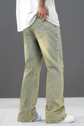 Heyfanee Men's Straight Leg Jeans Stretch Bootcut Denim Pants for Men Relaxed Fit4