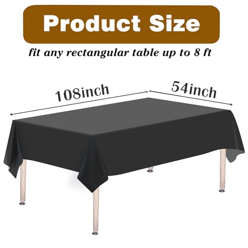 Kopokita 2PCS Black Plastic Tablecloths 54 x 108 Inch, Disposable Table Cloths Rectangle Party Table Covers - Image 4