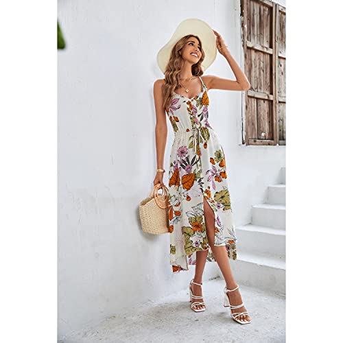 Image of BROVAVE Women's 2026 Summer Casual Boho Sundress Spaghetti Strap Midi Dress