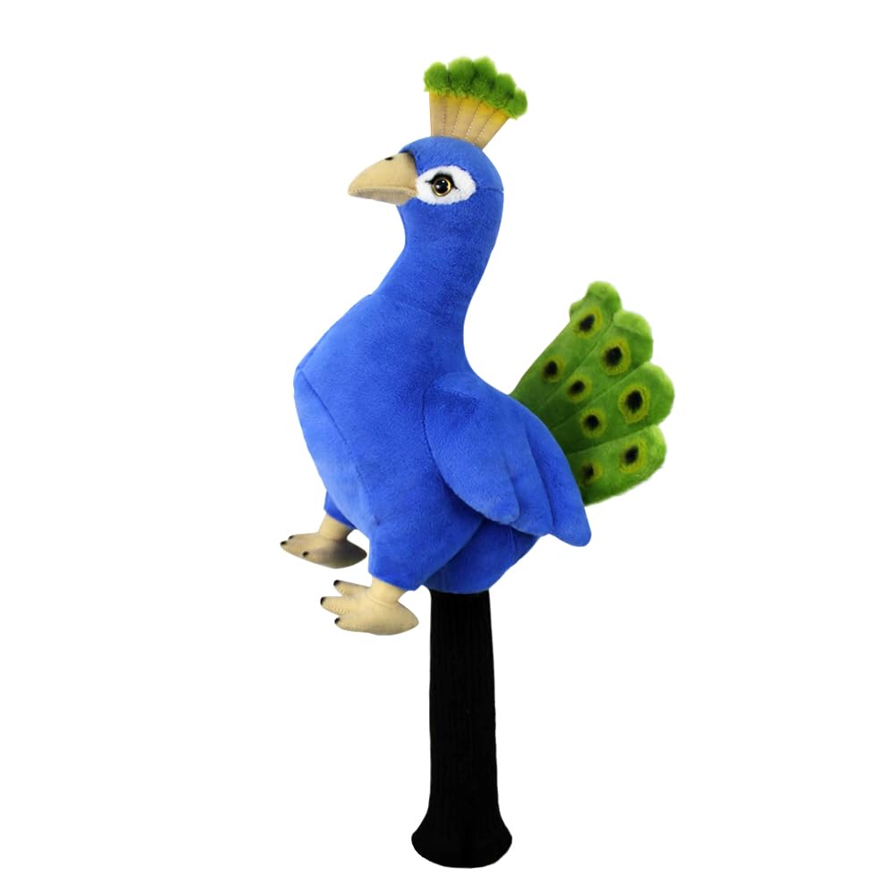 Scott Edward Funny Golf Club Cover Fit Well for Driver Golf Club Cute Animal Zoo Design Soft Functional Golf Headcover Stylish Protection for Men and Women (Peacock-DR) - Image 3
