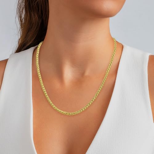 Diamond2Deal 14k Yellow Gold 3.1mm Spiga Wheat Chain Necklace 20" Necklace 9.75g2