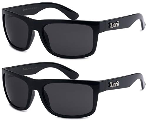 Locs 2 Pack CREEPER Sunglasses | Shiny BLACK Lot Gangster Cholo Designer Shades