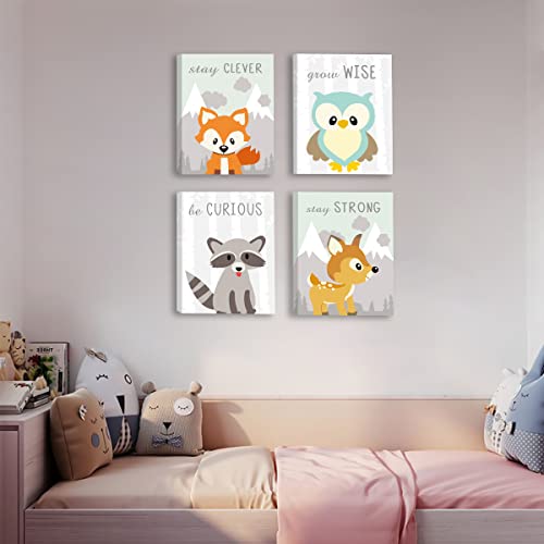 Chditb Woodland Framed Canvas Print, Woodland Nursery Decor For Boys And Girls, Animal Pictures For Nursery Baby Room Decor thumb #1