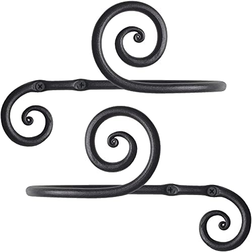 RTZEN Large Curtain Holders for Wall - Farmhouse Curtain Hooks for Drapes - Creative Black Curtain Tiebacks - Wrought Iron Drapery Curtain Holdbacks - Unique Metal Tie Backs for Curtains
