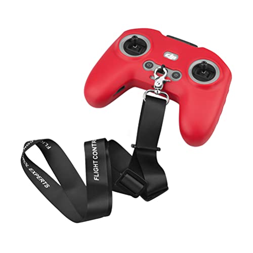 Adatto per DJI Combo Custodia per Telecomando Attraverso la Cinghia di Copertura Protettiva Dellimpugnatura Della Macchina + lanyard silicone rosso nero