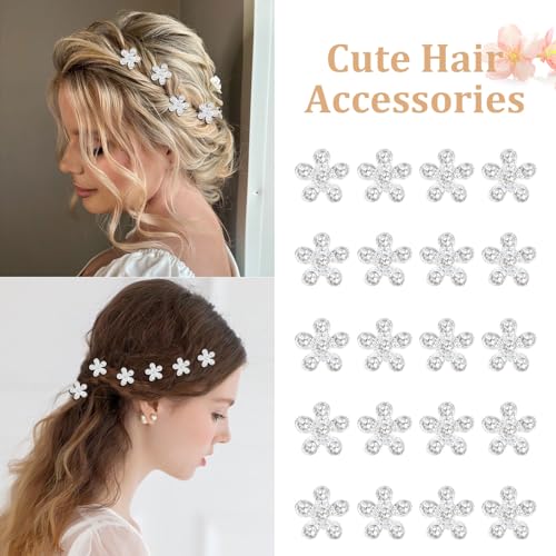 20 Piezas Mini Pinzas de Pelo con Flores de Pedrería miniatura 3