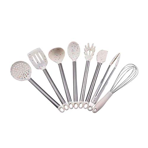 Juego de utensilios de cocina de silicona, utensilios de cocina resistentes al calor, espátula, pala, cuchara para sopa con mango, accesorios de cocina antiadherentes