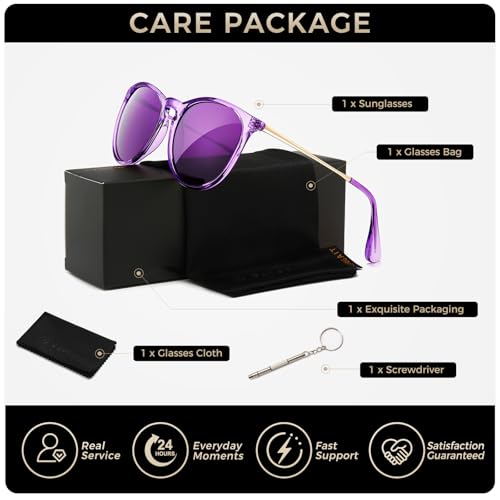 Image of SUNGAIT Premium Vintage Round Sunglasses for Women Men Classic Retro Style