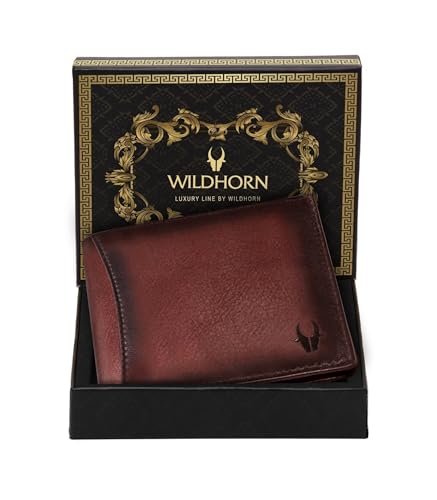 Image of WildHorn Leather Wallet For Men I 9 Card Slots I 2 Currency & 2 Secret Compartments I 1 Zipper & 3 Id Card Slots (Crackle), Brown