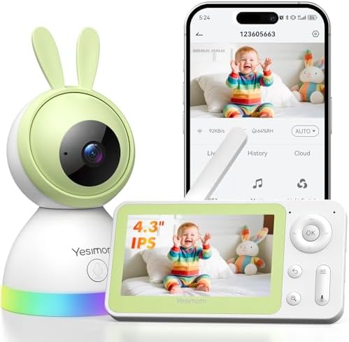 Camara Vigilancia Bebe, App Remoto, 360° PTZ 1080P Vigilabebes co...