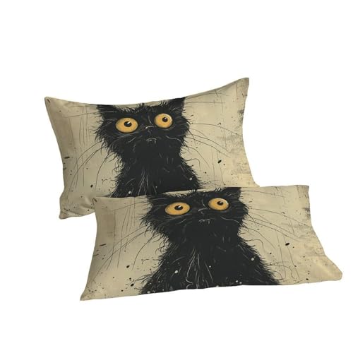 Housse de couette chat 3 pièces fermeture éclair lit