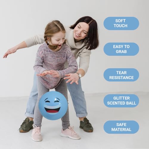 Image of GENIE'S Toy Bus 6-Inch Smiley Scented Play Ball | for Pool, Beach & Garden | Perfect for Outdoor & Indoor Play | PVC Ball for Kids & Adults I Pack of 2 (Multicolor)