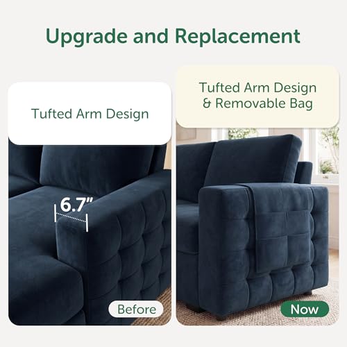 Image of HONBAY Sectional Sleeper Sofa with Pull Out Bed U-Shape Sectional Couch Sleeper Bed with Storage Chaise Lounge Living Room 6 Seater Sectional Sofa,Velvet Dark Blue