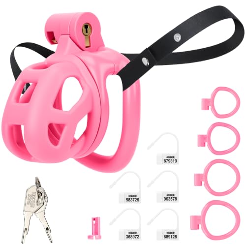 Image of Male Chastity Cage with Elastic Belt & Invisible Lock - 4 Ball Ring Sizes