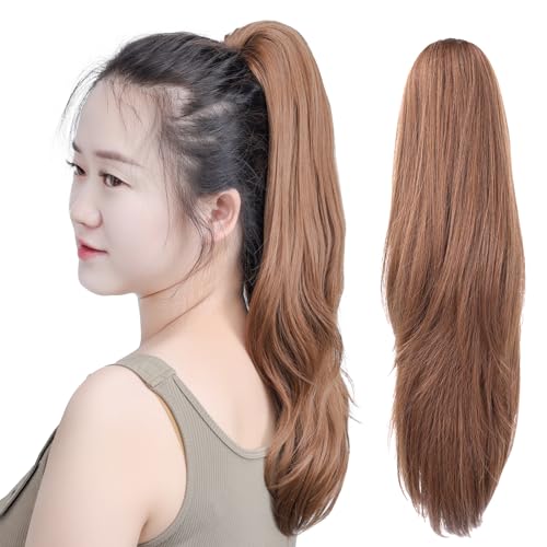 SYXLCYGG Ponytail Copper Brown 18" 4.9 OZ Claw Clip In Pony Tail Hair piece