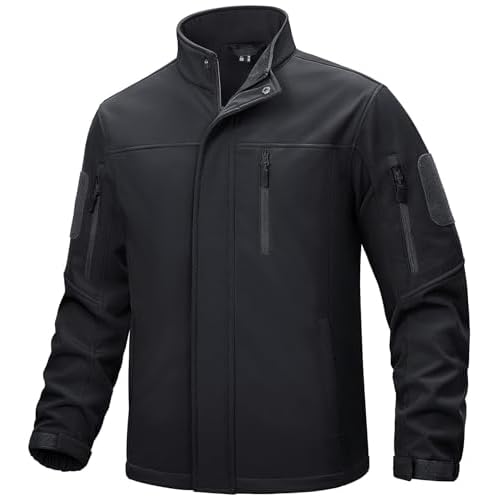 TACVASEN Men’s Tactical Softshell Jacket Fleece Lined Water Resistant Windbreaker Military Lightweight Coat for Hiking