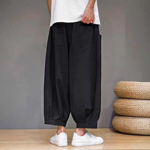 Xiaojmake Men Capri Pants Casual Lightweight Loose Lounge Harem Pant Elastic Waist Baggy Travel Beach Pants Cropped Trousers4