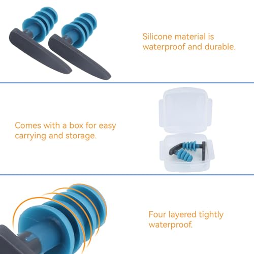 Tapones Orejas Piscina, Tapones para los Orechos de Natación Piscina de Ducha de Silicona Impermeables con Funda Accesorios para Deportes Acuáticos para Natación, Ducha, Baño, Surf, Snorkeling - imagen 7