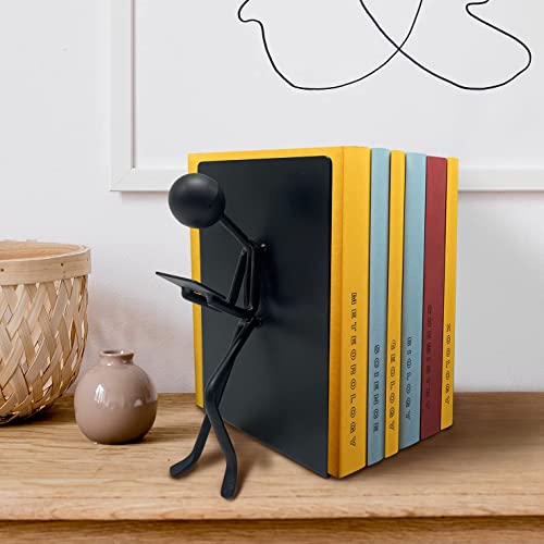 Ottimo Heavy Duty Metal Unique Office Desk Bookends For Use As Bookshelf Decor, Home, Office Or Kitchen Shelves. Unique, Cute And Decorative Book Stopper To Hold Books, Great Gift Idea (Black) #TOP1