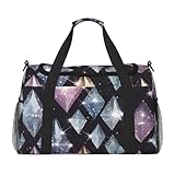 Bolsa de transporte plegable de gran capacidad con patrón de diamante con purpurina para viajes de fin de semana