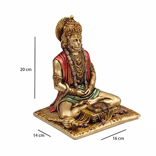 Hanuman ji Murti idole décorative en résine bronze haute finition - 4