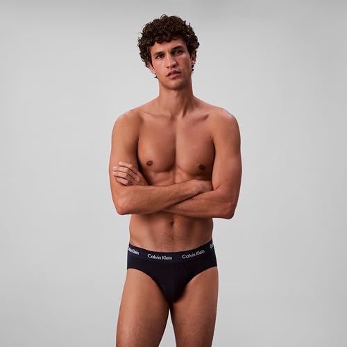 Calvin Klein Men's Cotton Stretch Multipack Hip Briefs, Black, Blue Shadow, Cobalt Water with Wicking, M – Ansicht 2