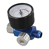 1 über 4 konfigurierbarer Luftdruckregler mit Dual-Skalen-Manometer (0-140 PSI / 10 Bar) für Druckluftwerkzeuge Druckluftsysteme