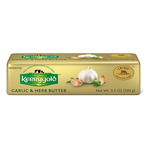 kerrygold Imported Garlic and Herbed Butter AllNatural Butter Made with Milk from GrassFed Cows, Sweet, 3.5 Ounce