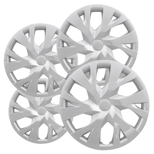 OxGord Hubcaps Wheel Covers - (Set of 4) Hub Caps Wheels Rim Cover - Car Accessories Silver Hubcap Standard Steel Rims - Snap On Auto Tire Replacement Exterior Cap (Two Tone, 14)