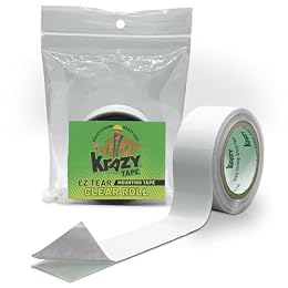 Krazy Tape Clear Mounting Tape, 1", 70 Inch Roll, Easy Lift Transparent Adhesive Strips for Glass, Leather, Metal, Drywall & Wood Surfaces, Indoor & Outdoor Use