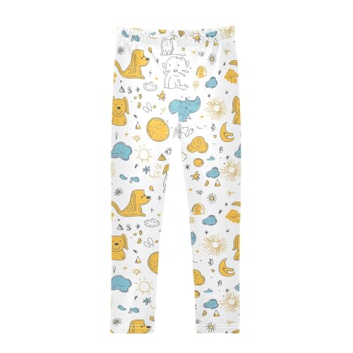 Doodle Dog Animal Girls Casual Leggings for Kids Printed Long Pant Bottoms Stretch and Soft