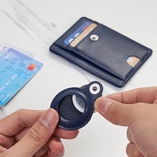 Mutural Slim Minimalist Wallet for Men with Detachable Case Holder for Airtag, Leather Front Pocket Wallet Credit Card Case (Blue)2
