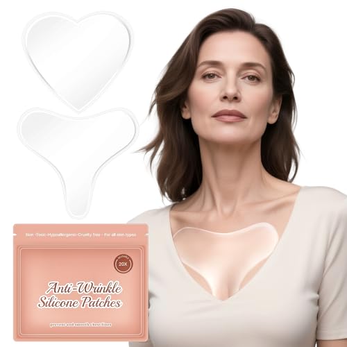 2 Pcs Silicone Chest Wrinkle Pads, Reusable Overnight Anti Wrinkle Patches, Neck Tape Lifting Invisible Anti Chest Wrinkles Chest Pads, An-ti Aging Silicone Patches For Wrin-kles, (1.5 Month Supply)