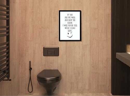 Image of Mira Mest Framed Bathroom Wall Decor | Funny Quotes & Cute Animal Art Prints | Quirky Toilet Signs & Guest Bath Decorations | Minimalist Black & White Washroom Signs | Ready to Hang Toilet Humor for Home & Powder Room (Cleaning)