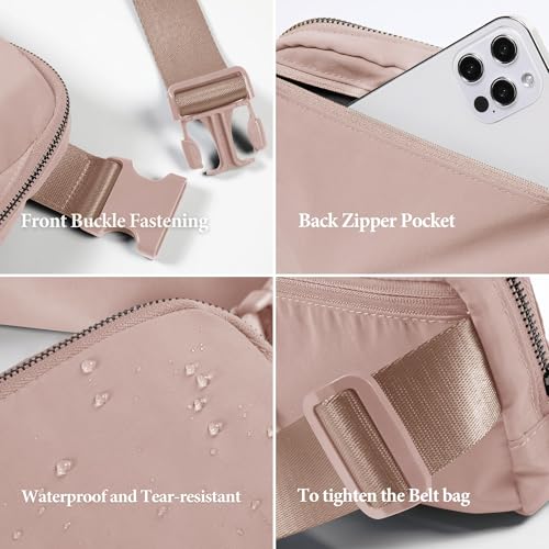 Image of ODODOS Unisex Mini Belt Bag with Adjustable Strap Small Fanny Pack for Workout Running Traveling Hiking, Misty Rose