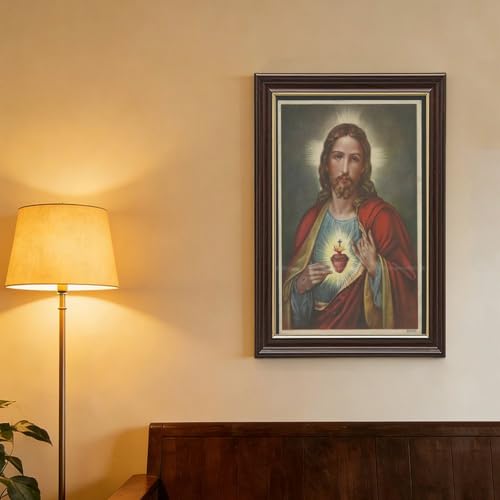 Impression sur toile Sacré-Cœur de Jésus avec cadre suspendu élégant
