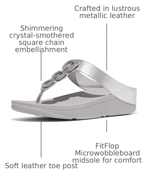 Image of FitFlop Women's Fino Classic Crystal-Chain Leather Toe-Post Sandals