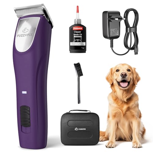 FuzzyFix Hundeschermaschine profi,2 Geschwindigkeits Schermaschine Ergonomisches Design Hund Katze,Hundetrimmer Hundehaarschneidemaschine für Dickes, Langes und Lockiges Tierhaare Fell